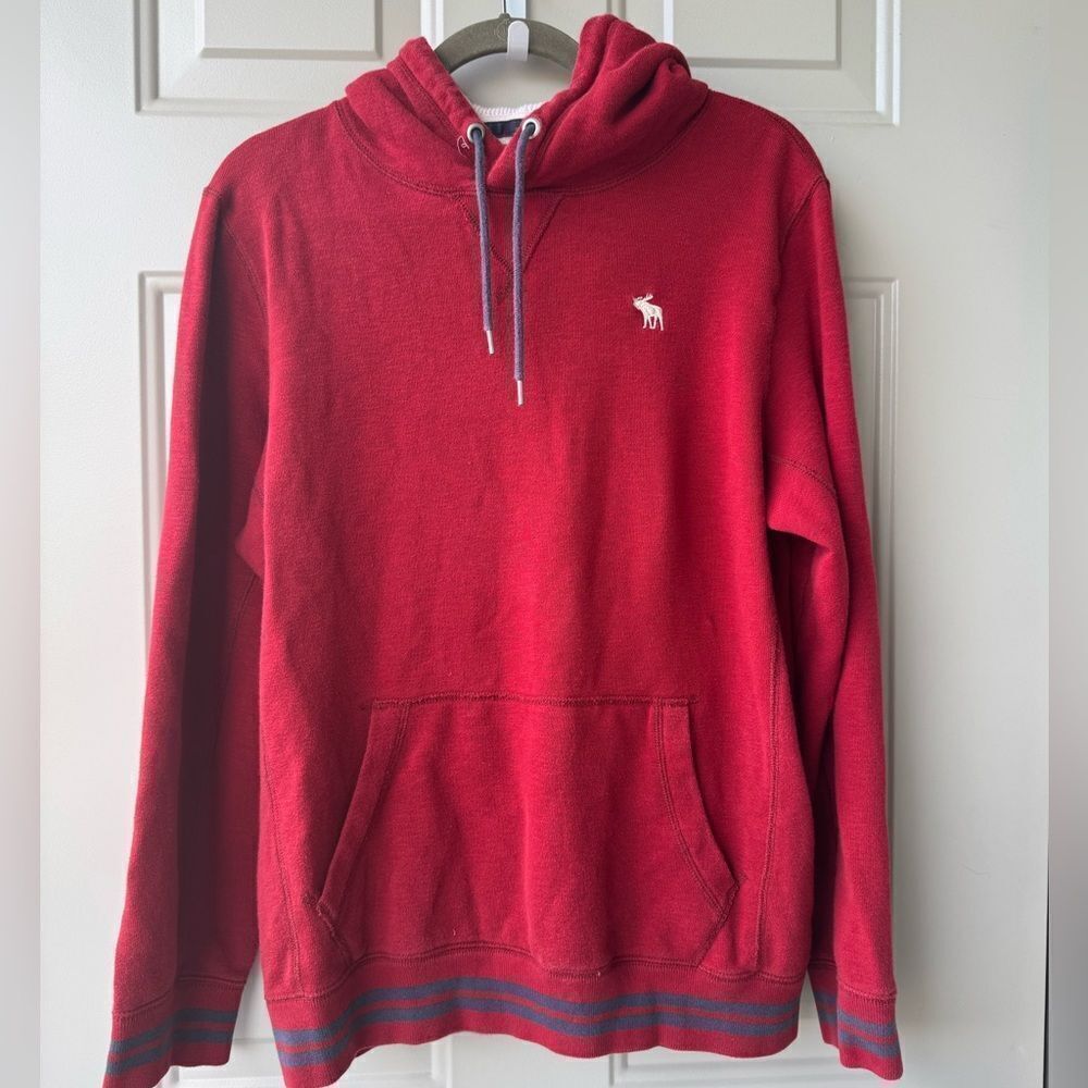Abercrombie & Fitch Hoodie Sz S Red Moose Logo Pullover Sweatshirt Y2K Vtg 90s